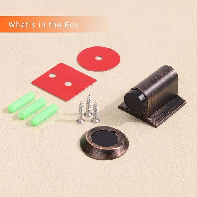 Bak Bo Magnetic Door Stoppers 1 Pack Bottom of Door Holder Keep Door Open No Drilling Magnet Floor Door Stop with Screws and Adhesive Oil Rubbed Bronze DS268ORB-1
