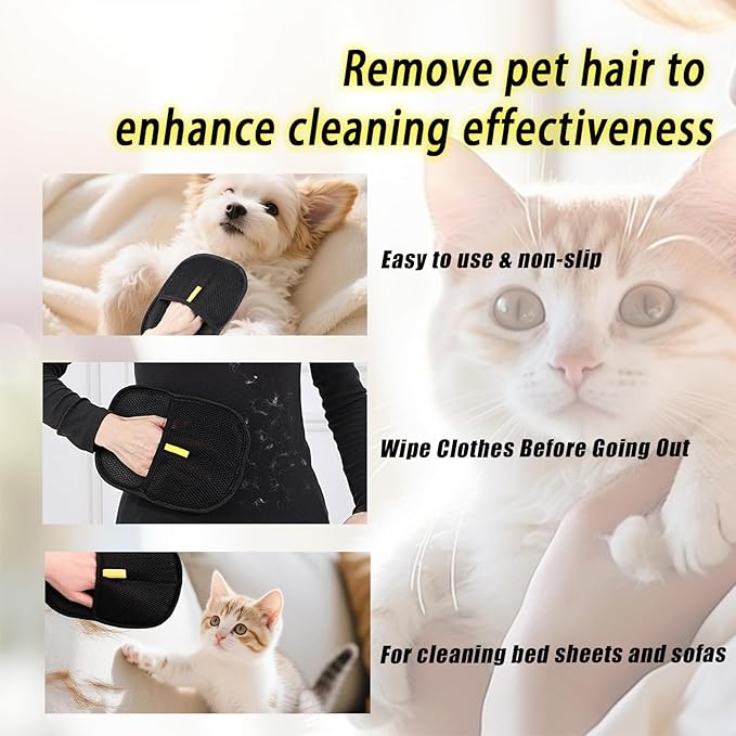 Yunrun Pet Hair Removal Brush, Efficient Grooming for Pet Hair, Reusable Cat Dog Electrostatic Hair Remover Grooming Tool, for Couch, Furniture, Carpet, Curtain (2 Pcs)