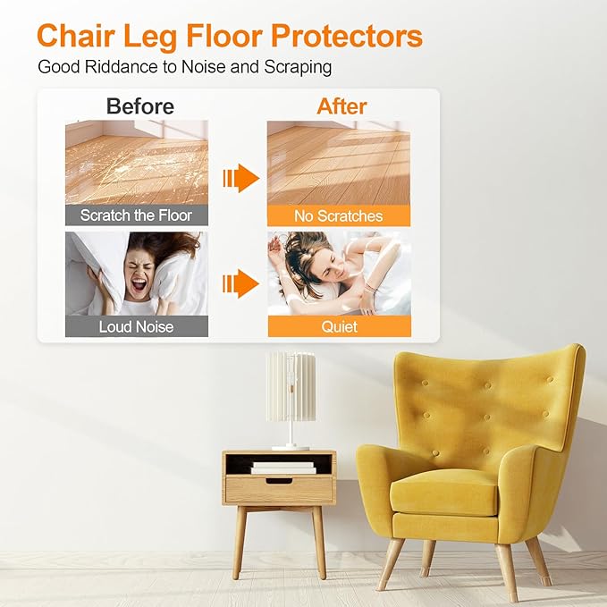36Pcs Black Silicone Chair Leg Floor Protectors,Floor Protectors for Chairs,Rubber Chair Leg Protectors for Hardwood Floors,Chair Leg Caps Chair Leg Covers for Wooden Floors(Black, Large)