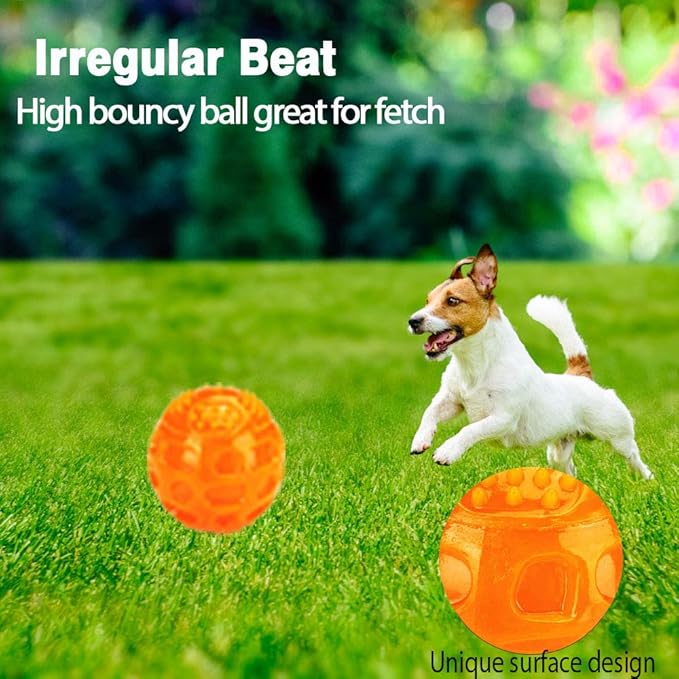 ACEONE Dog Squeaky Ball, Pet Squeak Chew Bouncy Rubber Toy Balls for Small Large Dogs Indestructible Exercise Training Playing