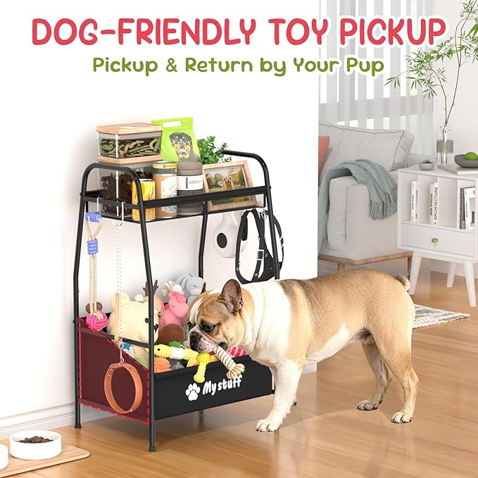 Large Dog Toy basket, Toy Box for Dogs, Pet Toys Bin Dog Metal Wire Basket for Toys, Food Storage, Storage Organizer Chest Storage, Toy Box for Living Room Area (Black)