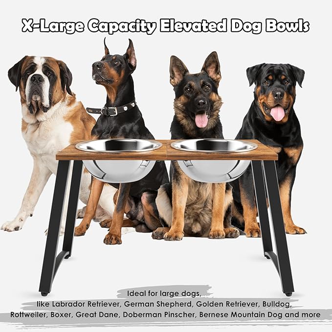 TIDANT Elevated Dog Bowls for Large Dogs with Slow Feeder & Mat, 101oz Bowls, Tall Raised Dog Bowl Stand