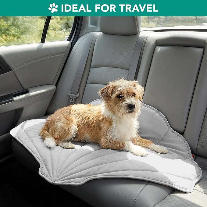 PetAmi Dog Cooling Mat, Sea Shell Shape, Reversible Cooling Nylon Blanket Soft Fleece Pet Pad for Dogs Cats, Summer All Season Use Q-Max>0.3, Medium 40x47 in, Light Grey