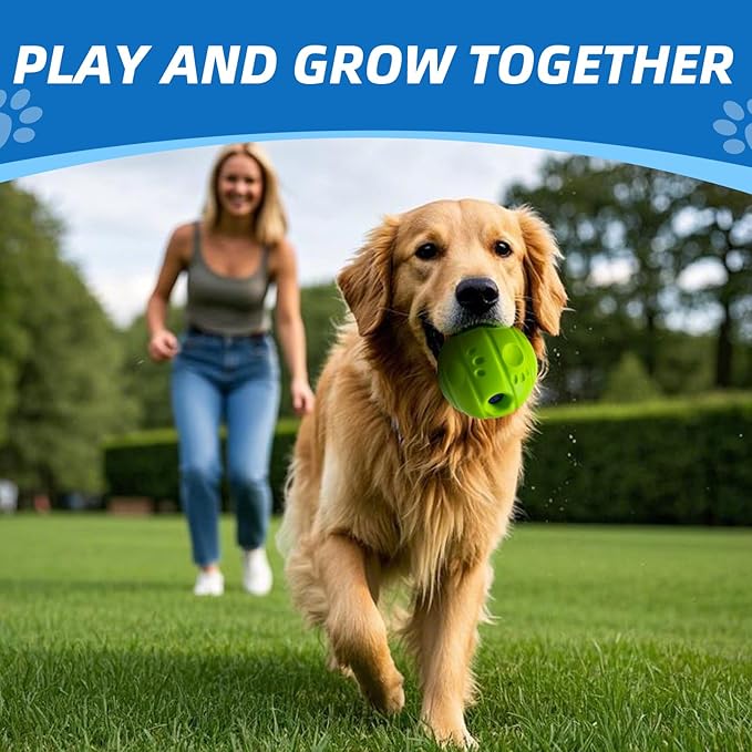 SHAKE AND LAUGH Dog Toys Ball, Interactive Dog Ball, No Paint, Gibbering Sound with Surface Concave Lines, L, 3.94 in (10 cm)