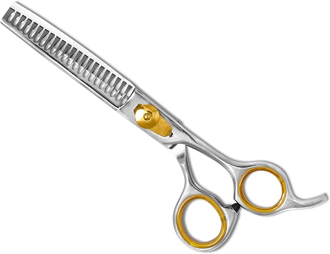 Sharf Professional Thinning Shears: Sharp 440C Japanese Steel Chunkers, 6.5" 22-Teeth Gold Touch Dog Grooming Scissors with Easy Grip Handles