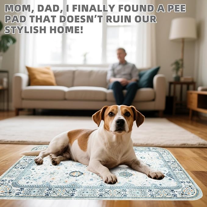 KOOLTAIL Washable Pee Pads for Dogs,2 Pack Super Absorbent Reusable Puppy Training Pads Waterproof, Nonslip and Leak-Proof Dog Pee Pads, Large Pet Mats Whelping Pads for Floor, Crate, Couch 24 * 36"