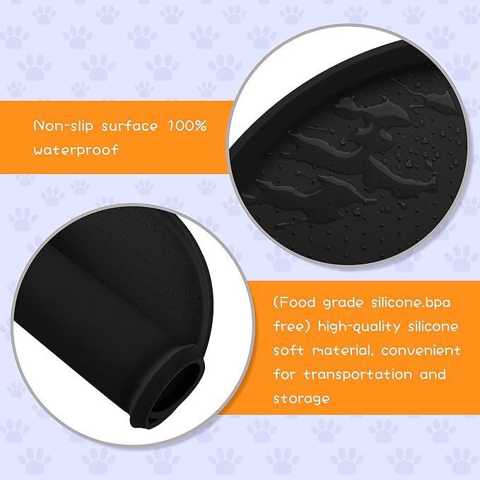 100% Waterproof 1.0" Raised Edge BPA Free Silicone Dog Food Mat, Pet Cat Feeding Mats Contain Spills Protects Floors, Placemats for Cats and Dogs Water Bowl Dishwasher XXL Large.