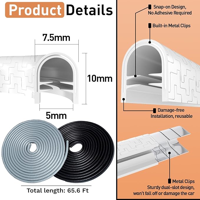 Car Door Edge Guards, 32.8Ft(10m) Car Door Protector Edge Guards Rubber Seal, Doors Edge Trim U Shape Edge Guards for Cars Trucks Suvs (White)