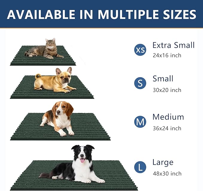 Smiry Dog Door Mat for Muddy Paws 47x32, Extra Soft Absorbent Chenille Doormat, Trap Moisture and Dirt, Non-Slip Machine Washable Front Door Mat for Indoor Entrance Inside Floor, Green