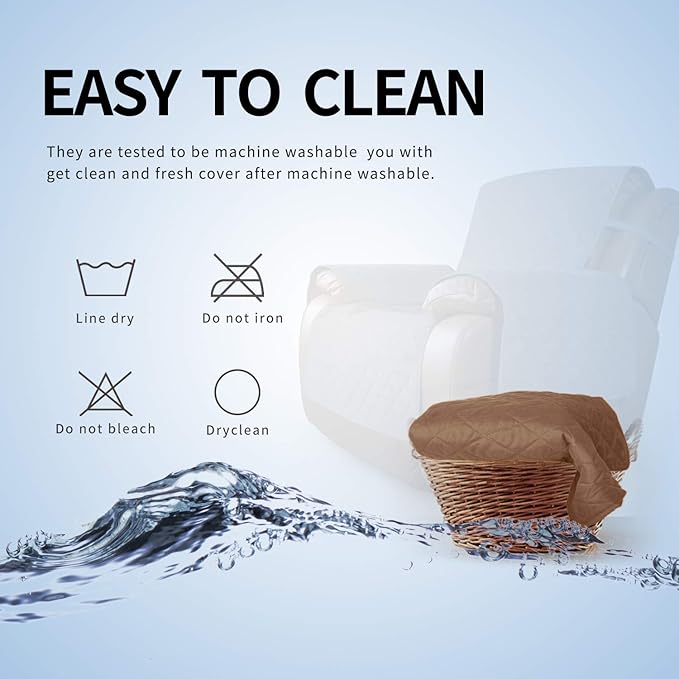 Easy-Going Sofa Slipcover Waterproof Oversized Recliner Chair Cover Non-Slip Fabric Couch Cover for Living Room Washable Furniture Protector for Pets Kids Children Dog Cat (Large Recliner, Brown)