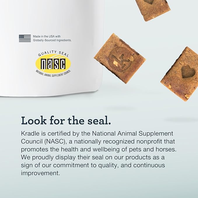 Kradle Bliss Bars for Dogs - Peanut Butter Flavored Calming - GABA L-Theanine - On The Go Packaging - Supports a Calm Demeanor - 6 Bars