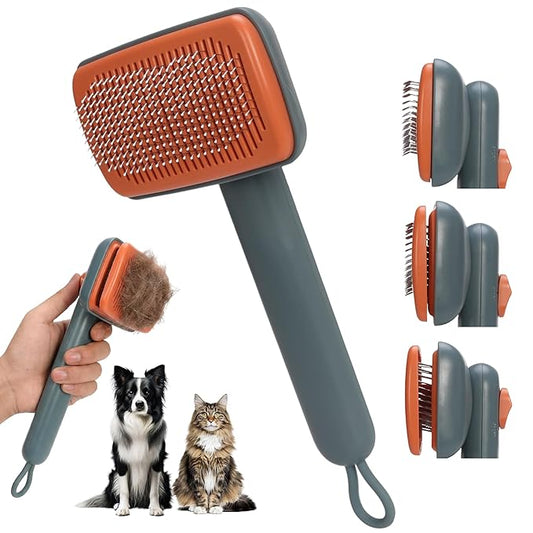 ZORPAWO Self Cleaning Slicker Brush - Skin Friendly Pet Shedding Brush for Dogs, Cats, Puppies, Long & Short Hair, Painless Deshedding & Massaging Tool(Green)