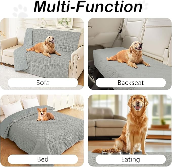 hyha Waterproof Dog Bed Blanket, Soft Pet Blankets, Waterproof Couch Cover for Dogs, Reversible Sofa Covers Washable for Furniture (40x70 Inch, Grey/Grey)