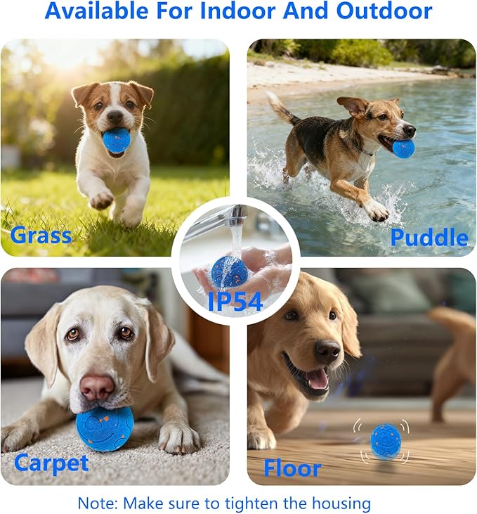 Huimpet Interactive Dog Ball, Automatic Moving, Bouncing Chew Toys, Wicked Balls with 3 Modes, E-TPU Vibrating Dog Ball for Medium and Large Dogs, IP54 Waterproof, Birthday Gifts for Dogs(Blue)