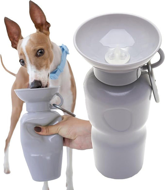 Springer by Springland Dog Water Bottle | Portable Travel Water Bottle Dispenser for Dogs | Dog Gift Seen on Oprah's Favorite Things, Shark Tank | Leak-Proof Bottles | BPA-Free 22oz Gray