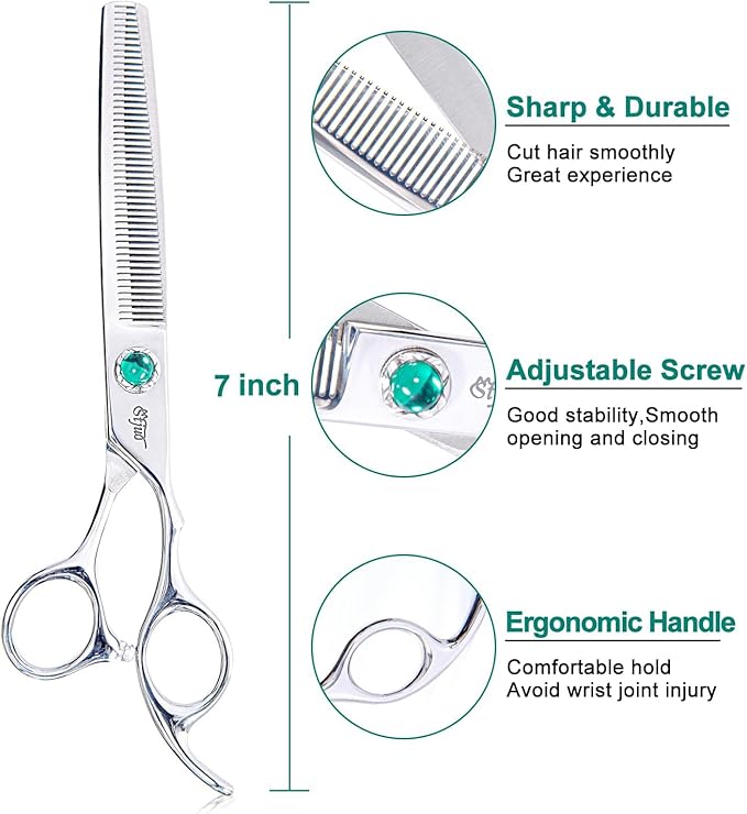 Dog Grooming Thinning Scissors 7 inch Professional Pet Shears Made Of Japanese Advanced Stainless Steel Professional Grooming Scissors for Dogs Cats and Other Pets