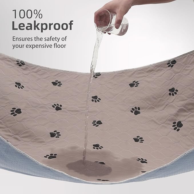 PUPTECK Washable Pee Pads for Dogs - 4 Packs Waterproof Reusable Puppy Potty Training Pads Whelping Mat 24" x 36”- Fast Absorption Non-Slip Pet Food Feeding Mat - Pad for Small Animals