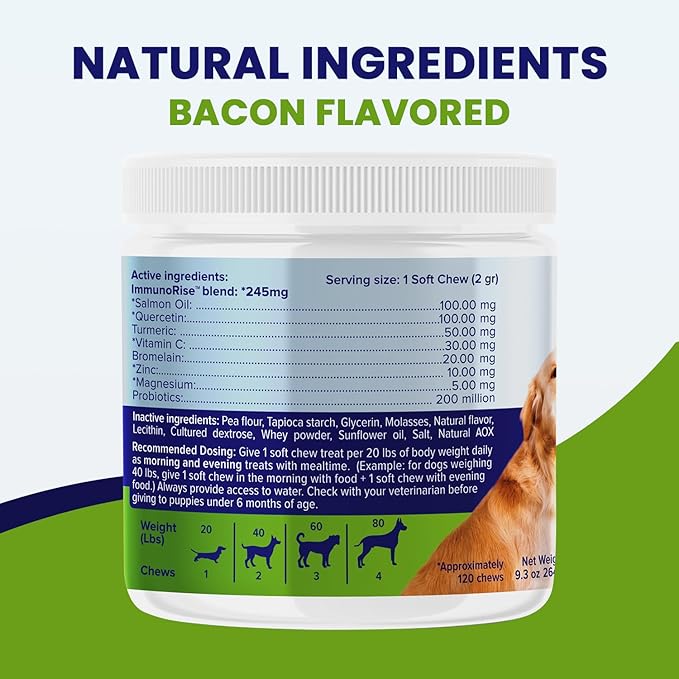 Allergy CZN - Itch and Allergy Chew for Dogs, Seasonal Allergies Anti Itch Dog Chewables with ImmunoRise Blend, 3 oz/120 Count