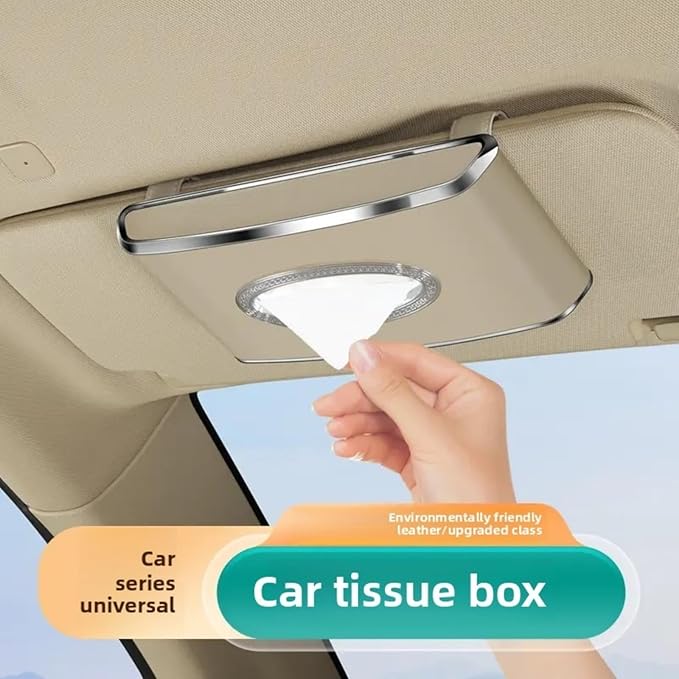 Leather Car Tissue Box for Car Interior, Multi-Function Tissue Holder with Visor Clip, Armrest & Back Seat Napkin Organizer, Vehicle Tissue Dispenser Accessories (Black Hanging)