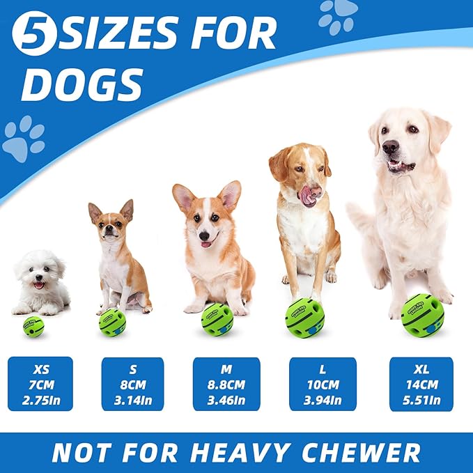 SHAKE AND LAUGH Dog Toys Ball, Interactive Dog Ball, Shaking with Gibbering Sound, for Training & Herding, L, 3.94 in (10 cm)