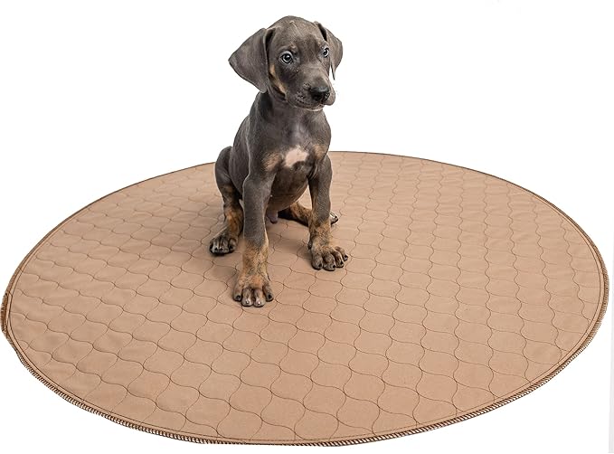 EZwhelp Reusable Dog Pee Pad, Washable Waterproof Mat for Dog Potty Training or Whelping Pad, Round, 60 Inch