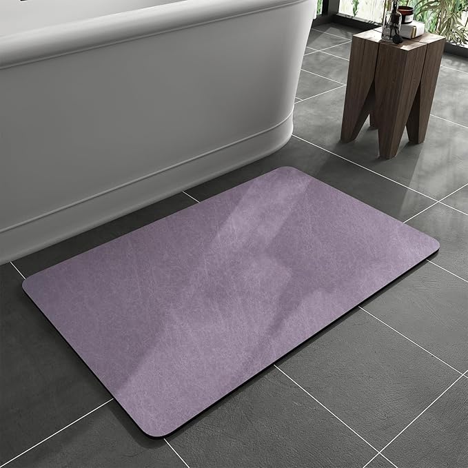 MontVoo -Bath Mat Rug-Rubber Backing Non Slip Quick Dry Absorbent Thin Bathroom Rugs Fit Under Door-Faux Suede Surface Bathroom Floor Mats-Shower Rug for in Front of Bathtub Shower Lavender 16"x24"