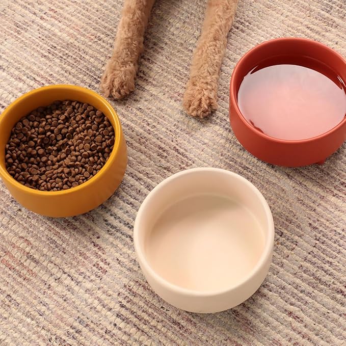 Waggo Uplift Ceramic Dog Bowl for Small Medium and Large Breeds - Heavyweight and Durable Pet Food and Water Dish Crock, Dishwasher Safe, Modern, Elevated Feeder (Clay, Medium)
