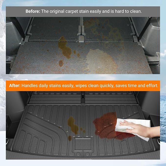 powoq 6&7 Seats Cargo Mat Compatible with 2018-2026 Volkswagen Atlas Trunk Mat Not Fit Cross Sport Backrest Mat TPE Replacement for 18-26 VW Atlas Accessories (Trunk Mat with Backrest Mats)