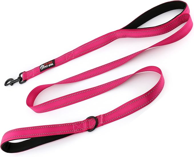 Primal Pet Gear Dog Leash 6ft Long,Traffic Padded Two Handle,Heavy Duty,Reflective Double Handles Lead for Control Safety Training,Leashes for Large Dogs or Medium Dogs,Dual Handles Leads(Pink)