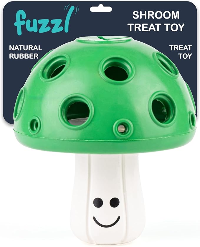 Eco Rubber Large Magic Shroom Puzzle Enrichment Toy - Green - Long Lasting Dog Treat Toys for Aggressive Chewers Strong Dog Toy for Dogs Durable Puppy Chew Toys
