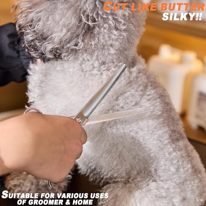 High-end Professional Dog Grooming Thinning Scissors Teeth Cutting Blending Shears Pet Texturizing Shears 7.5 Inch Extremely Very Sharp Stainless Steel Alloy For Cat Other Animals Groomer