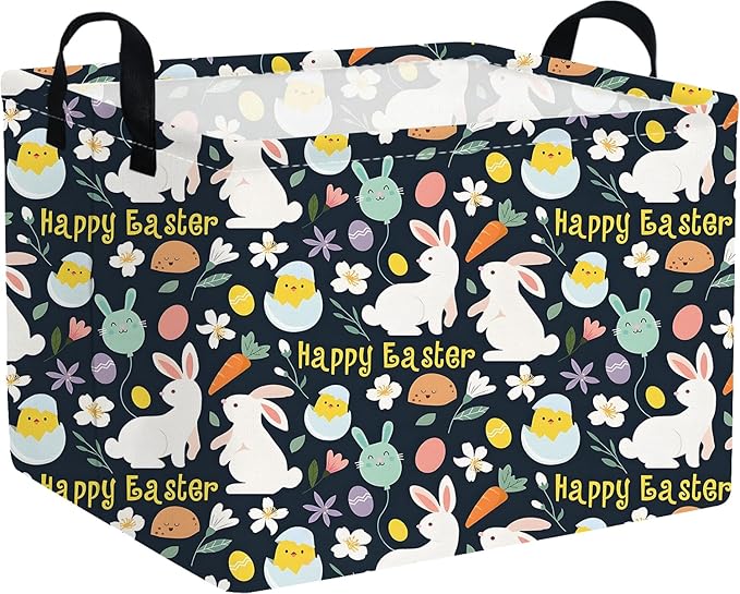 FXOCSHE Rectangular Black Easter basket,Easter basket empty,Kids Storage Baskets for kids Bedroom,Gift Organizerm,Kids Storage Bin,Easters gift baskets,Kids home Decor(Black Easter)