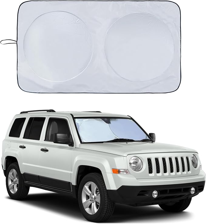 IC ICLOVER Car Windshield Sun Shade, 210T Material Foldable Front Window Sun Visor Protector, Blocks Heat and UV Rays Sun Protection Shield, Keep Your Vehicle Cool, Fits Smaller Cars,Sedan,SUV (Small)
