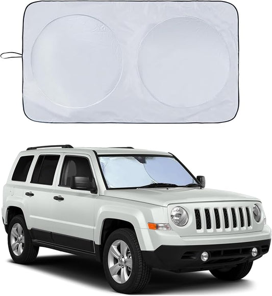 IC ICLOVER Car Windshield Sun Shade, 210T Material Foldable Front Window Sun Visor Protector, Blocks Heat and UV Rays Sun Protection Shield, Keep Your Vehicle Cool, Fits Smaller Cars,Sedan,SUV (Small)
