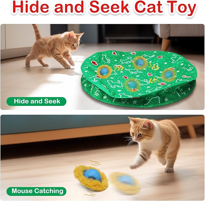 Giociv Interactive Cat Toys Ball Fast Rolling in Pocket, Motion Activate Chirping Cat Ball Christmas Cat Toys 2025 Cat's Gift