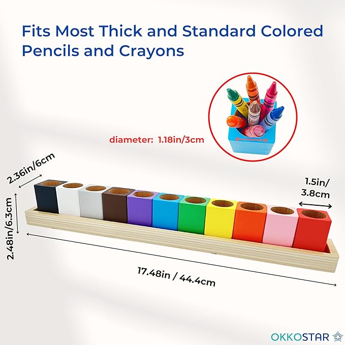 Montessori Crayon Holder for Kids - Craft Supply Organizer - Classroom Storage Caddy Case - Perfect for Colored Pencils [Crayons or Pencils NOT Included] (Standard)