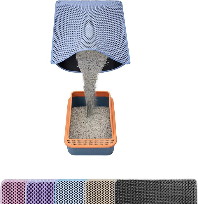 Cat Litter Mat Litter Trapping Mat,Cat Litter Box Mat for Floor 32"x22", 2 Layer Llitterbox Mats for Pet kitty,Litter Rug Catcher,Waterproof Urine Proof, Clean Easily, Collapsable, Medium