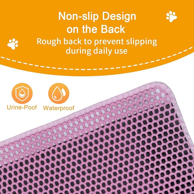 Cat Litter Box Mat-Super Large 47''x36'' Litter Trapping Mat for Cat-XXL Litterbox Matt for Floor-2 Layer Catcher Rug for Pet kitty Litterbox-Waterproof Urine Proof,Non-Slip