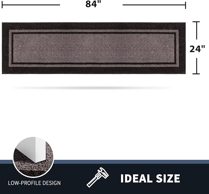 PURRUGS Dirt Trapping Door Mat 24" x 84", Non-Slip Machine Washable Entryway Rug, Entrance Mat, Indoor Front Door Mat, Super Absorbent Entry Rug for Muddy Shoes & Paws, Grayish Brown & Coffee
