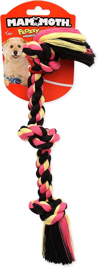 Mammoth Flossy Chews Color Rope Tug – Premium Cotton-Poly Tug Toy for Dogs – Interactive Rope– Dog Chew Toy, Assorted colors
