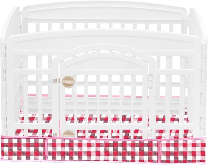 Dog Playpen Bottom Pad Fits for 36 Inch 4 Panels Exercise Pet Playpen, Dog Crate Pad Puppy, Hoop and Loop Design (Note: Playpen Not Included). (RedCheck)
