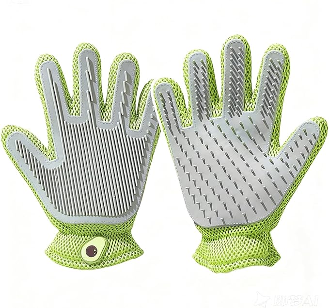 Pet Grooming Glove & Hair Remover - Deshedding Brush for Shedding Control - Gentle Massage Mitt for Dogs & Cats with Long and Short Fur - Ideal for Bathing and Grooming