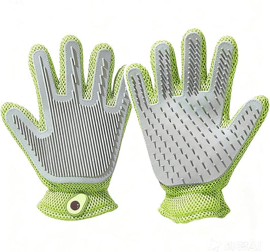 Pet Grooming Glove & Hair Remover - Deshedding Brush for Shedding Control - Gentle Massage Mitt for Dogs & Cats with Long and Short Fur - Ideal for Bathing and Grooming
