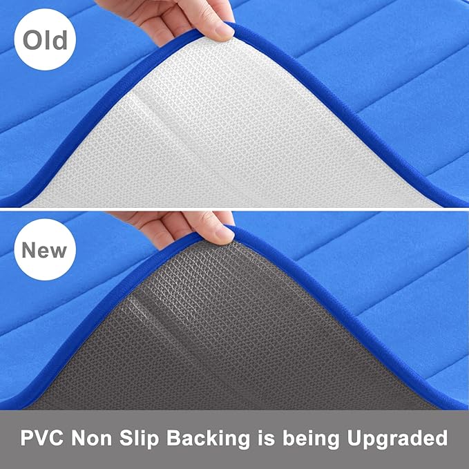 Buganda Memory Foam U-Shaped Contour Toilet Rugs, Non Slip Absorbent, Thick Soft Washable Bathroom Mat, Floor Carpet Bath Rugs Mat for Toilet Base (24" x 24", Royal Blue)