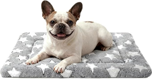 Dog Bed Mat, Reversible Crate Pad & Durable Dog Bed - Machine Washable Kennel Mat with Ultra Soft for Medium Dogs (Cool/Warm), 30" x 20", Grey&Star