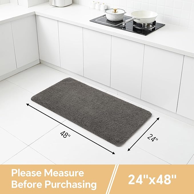Taupe Bathroom Rugs 24"x48" – Long Plush Non-Slip Bath Mat, Absorbent & Washable Microfiber Runner Rug – Perfect for Tub, Sink, or Washroom