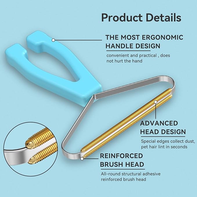 SOCCSO Carpet Rake - 60" Long Handle Pet Hair Removal with Metal Fabric Edge Design,Carpet Rake for Pet Hair Removal, Dog Cat Fur Remover Rubber Broom,Rug,Car Mat,Couch,Pet Bed,Furniture(4 Pack)