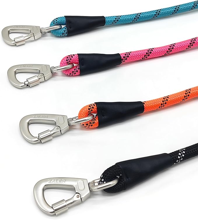 ZALER Short Dog Leash, 18 Inches Rope Traffic Leashes for Dogs, Reflective Dog Lead with O-Ring, Heavy Duty Pet Leash for Large and Medium Dogs (18'' Red)