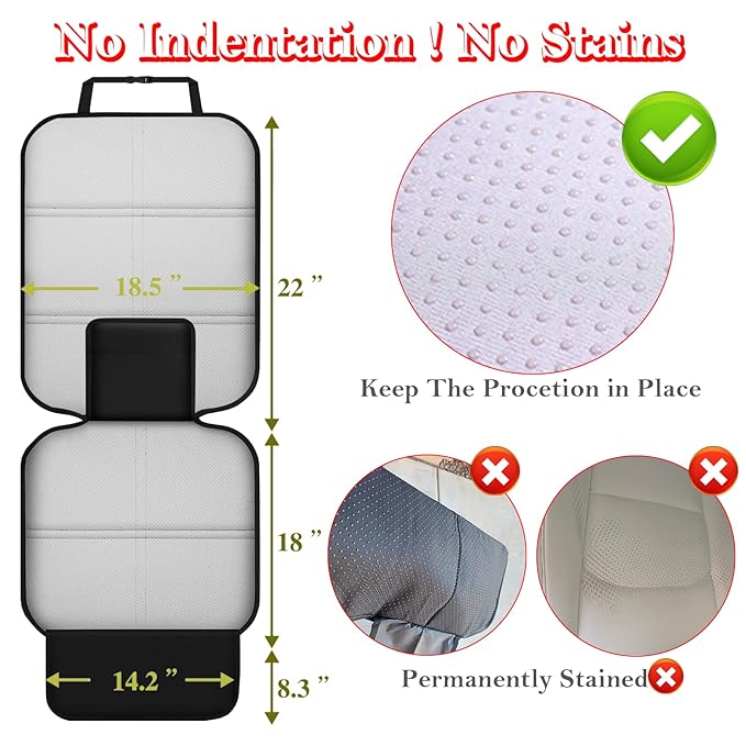 Meolsaek Car Seat Protector for Child Car Seat, Durable 600D Fabric Waterproof Car Seat Cover with Thick Pad Non-Slip Backing (No Imprints)