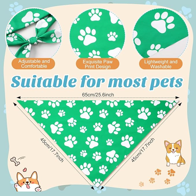Sanwuta 30 Pcs Colorful Paw Print Dog Bandanas Bulk Rainbow Footprint Bandanas for Dogs Triangle Kerchief Bib Scarf for Pet Party Costume Photo Props Daily Accessories Pet Shops Grooming, 6 Colors